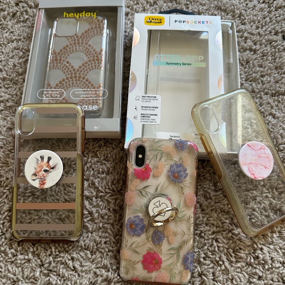 Floral and Gold iPhone Case with PopSocket